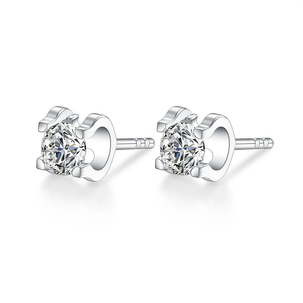 1.01 ctw Minimalist Four-Prong Round-Cut Lab-Grown Diamond Earrings in 18K White Gold