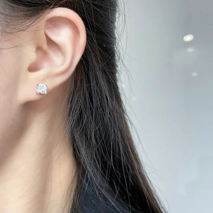 1.01 ctw Minimalist Four-Prong Round-Cut Lab-Grown Diamond Earrings in 18K White Gold