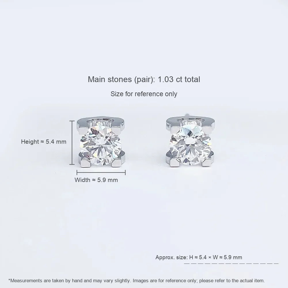 1.01 ctw Minimalist Four-Prong Round-Cut Lab-Grown Diamond Earrings in 18K White Gold