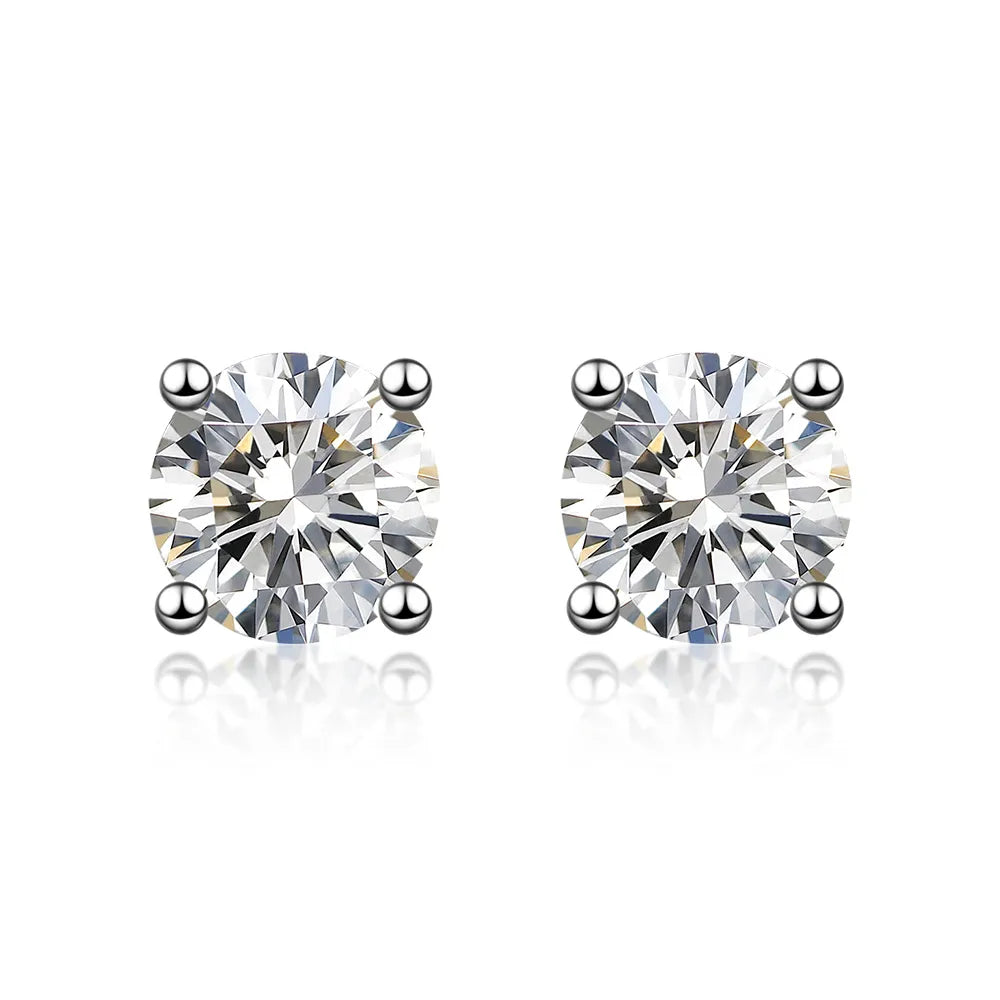 1.1 ctw Minimalist Four-Prong Round-Cut Lab-Grown Diamond Earrings in PT950 Platinum