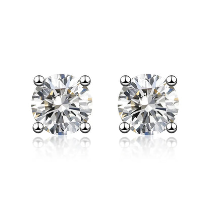 1.1 ctw Minimalist Four-Prong Round-Cut Lab-Grown Diamond Earrings in PT950 Platinum