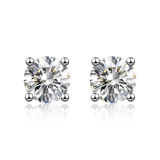 1.1 ctw Minimalist Four-Prong Round-Cut Lab-Grown Diamond Earrings in PT950 Platinum