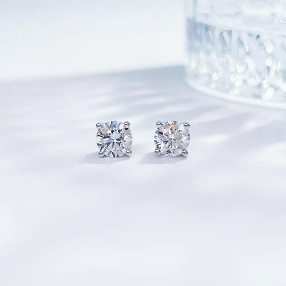 1.1 ctw Minimalist Four-Prong Round-Cut Lab-Grown Diamond Earrings in PT950 Platinum