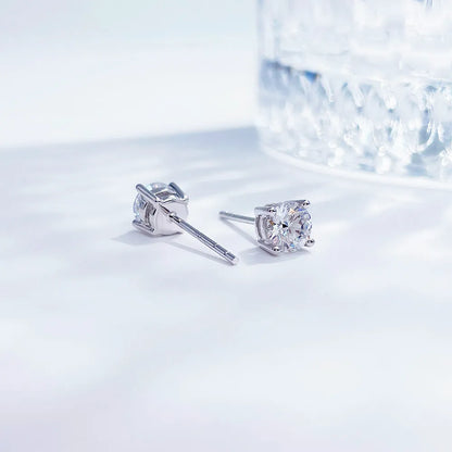 1.1 ctw Minimalist Four-Prong Round-Cut Lab-Grown Diamond Earrings in PT950 Platinum