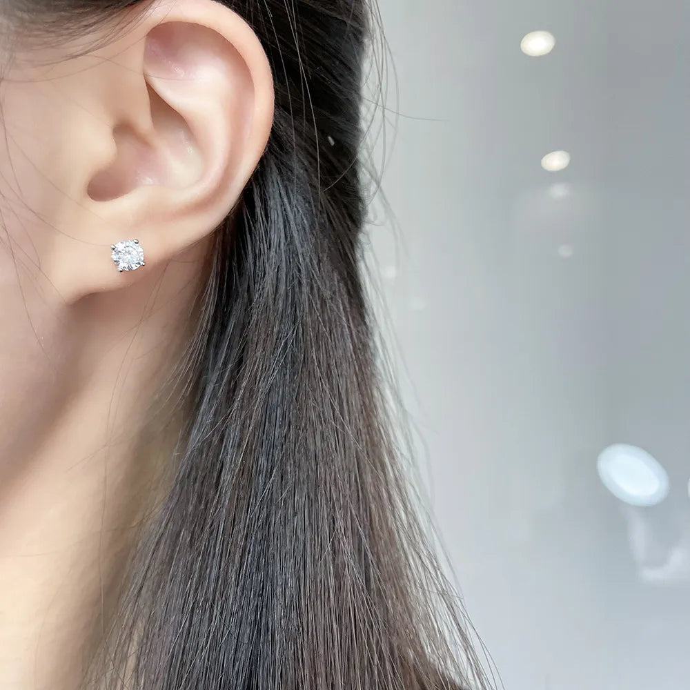 1.1 ctw Minimalist Four-Prong Round-Cut Lab-Grown Diamond Earrings in PT950 Platinum
