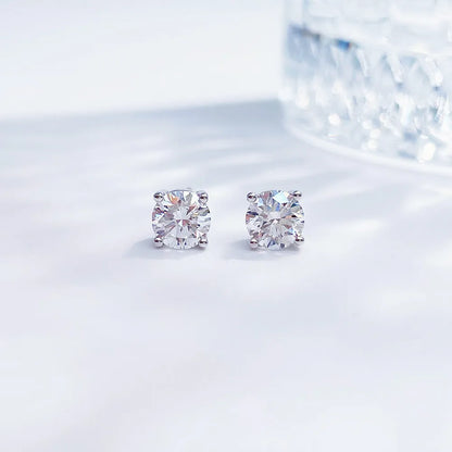 1.02 ctw Minimalist Four-Prong Princess-Cut Lab-Grown Diamond Earrings in 18K White Gold