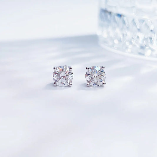 1.02 ctw Minimalist Four-Prong Princess-Cut Lab-Grown Diamond Earrings in 18K White Gold