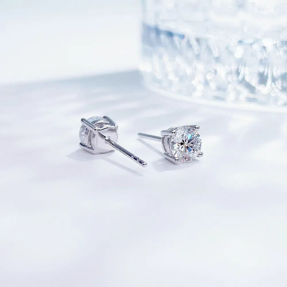 1.02 ctw Minimalist Four-Prong Princess-Cut Lab-Grown Diamond Earrings in 18K White Gold