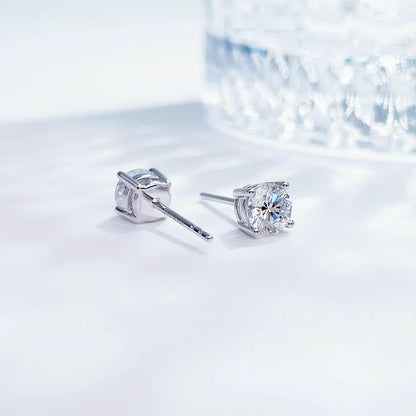 1.02 ctw Minimalist Four-Prong Princess-Cut Lab-Grown Diamond Earrings in 18K White Gold