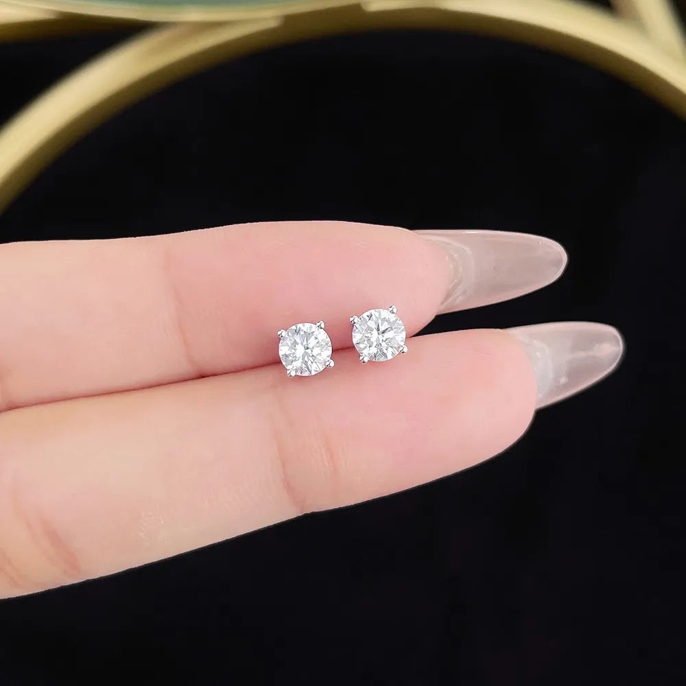 1.02 ctw Minimalist Four-Prong Princess-Cut Lab-Grown Diamond Earrings in 18K White Gold