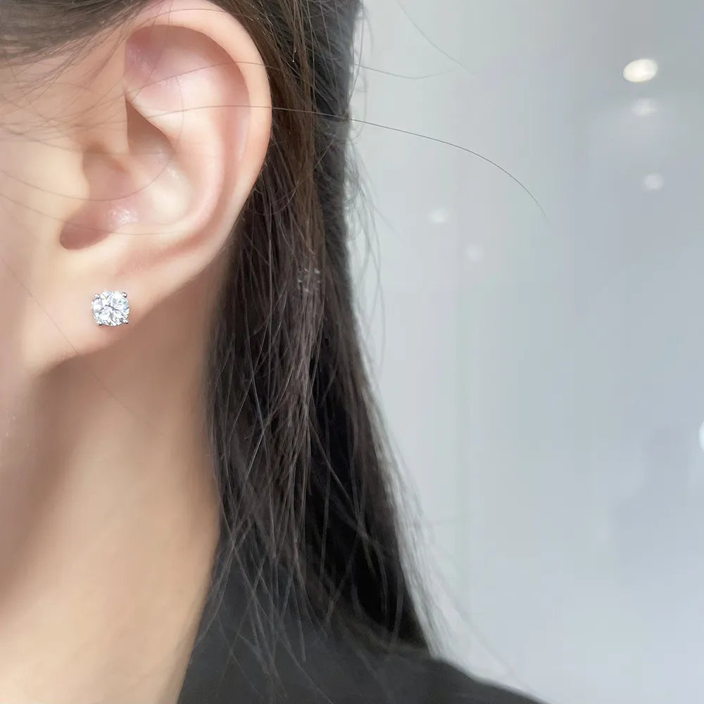1.02 ctw Minimalist Four-Prong Princess-Cut Lab-Grown Diamond Earrings in 18K White Gold
