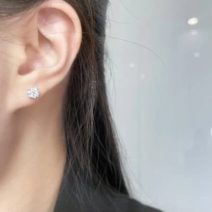 1.02 ctw Minimalist Four-Prong Princess-Cut Lab-Grown Diamond Earrings in 18K White Gold