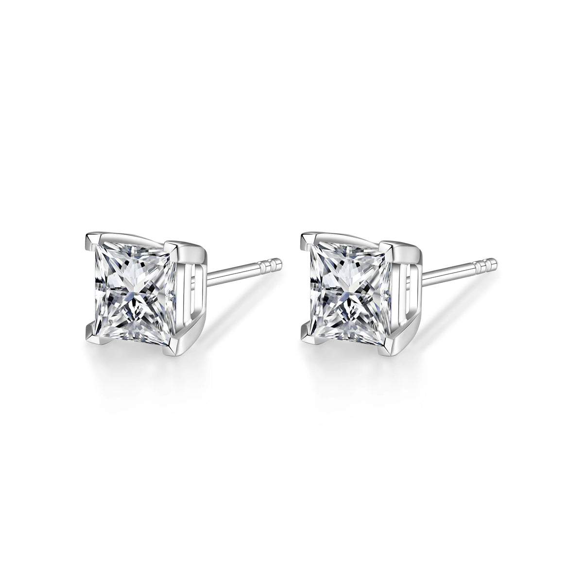 2.02 ctw Minimalist Four-Prong Princess-Cut Lab-Grown Diamond Stud Earrings in PT950 Platinum