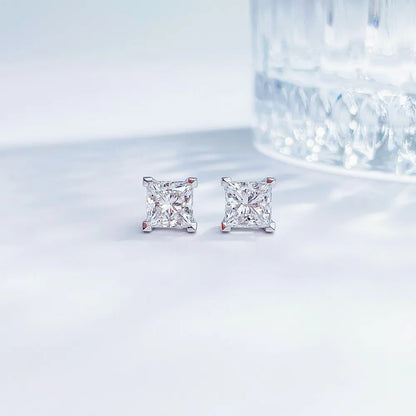 2.02 ctw Minimalist Four-Prong Princess-Cut Lab-Grown Diamond Stud Earrings in PT950 Platinum
