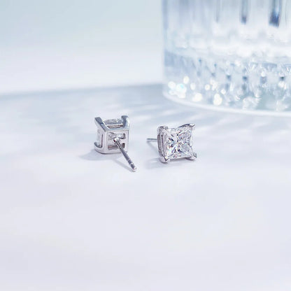 2.02 ctw Minimalist Four-Prong Princess-Cut Lab-Grown Diamond Stud Earrings in PT950 Platinum