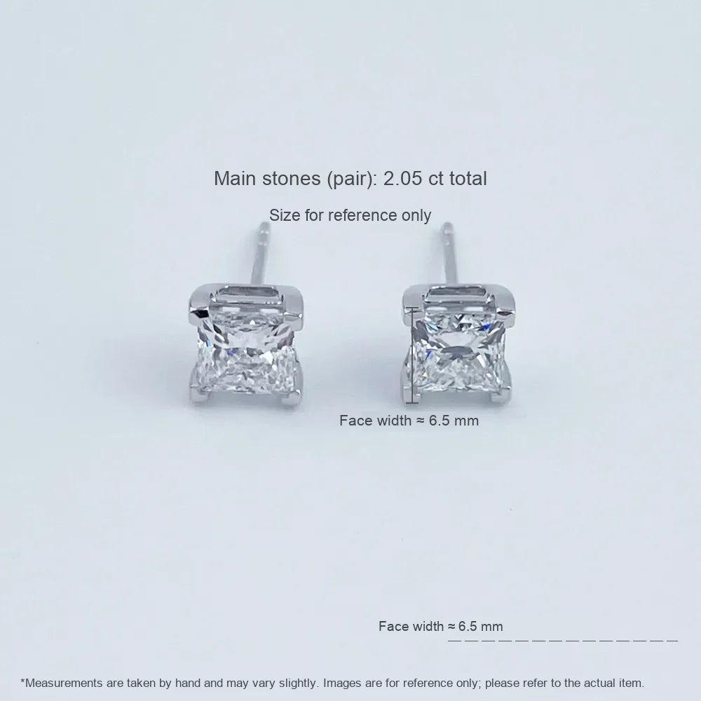 2.02 ctw Minimalist Four-Prong Princess-Cut Lab-Grown Diamond Stud Earrings in PT950 Platinum