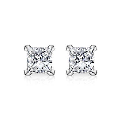 2.09 ctw Minimalist Princess-Cut Lab-Grown Diamond Earrings in 18K White Gold
