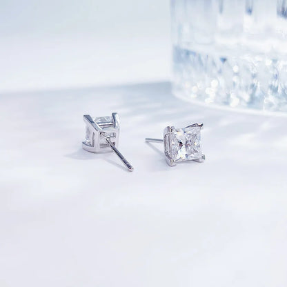 2.09 ctw Minimalist Princess-Cut Lab-Grown Diamond Earrings in 18K White Gold