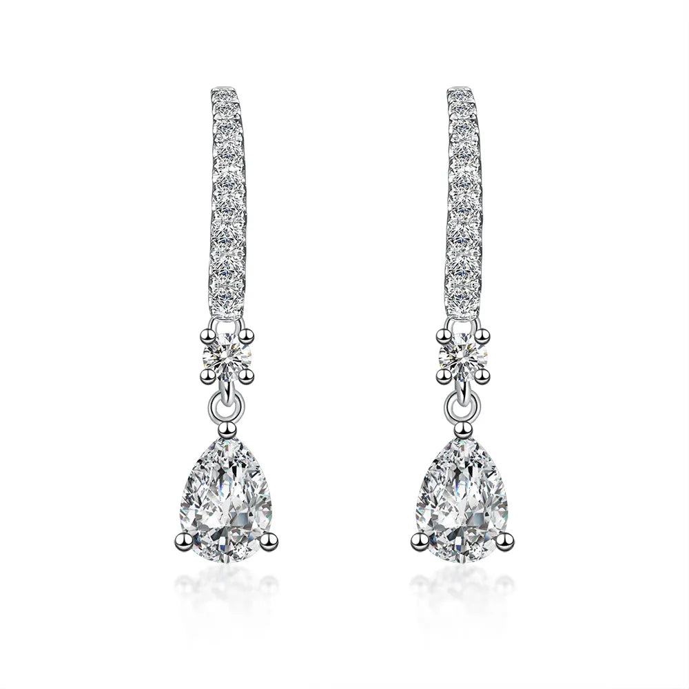 1.02 ctw Pear-Cut Lab-Grown Diamond Drop Earrings in PT950 Platinum