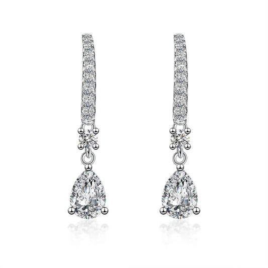 1.02 ctw Pear-Cut Lab-Grown Diamond Drop Earrings in PT950 Platinum