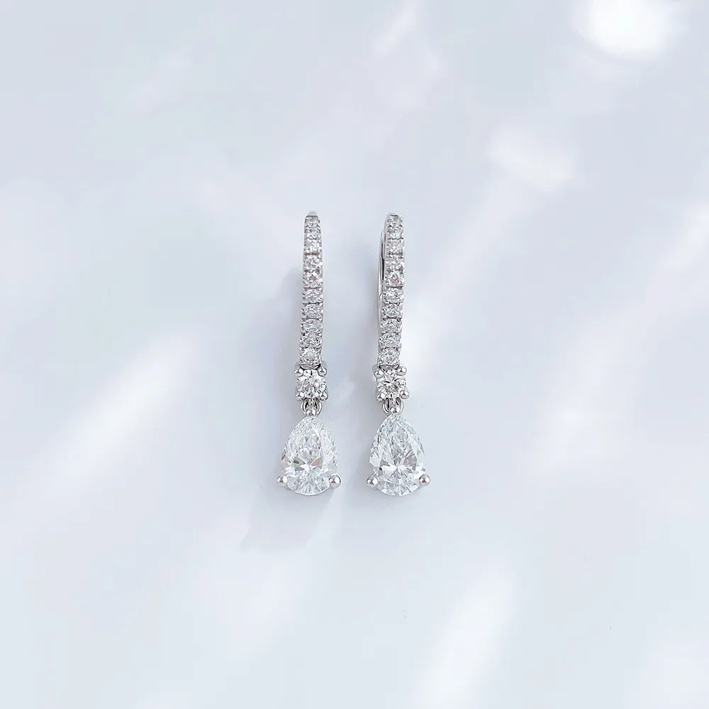1.02 ctw Pear-Cut Lab-Grown Diamond Drop Earrings in PT950 Platinum