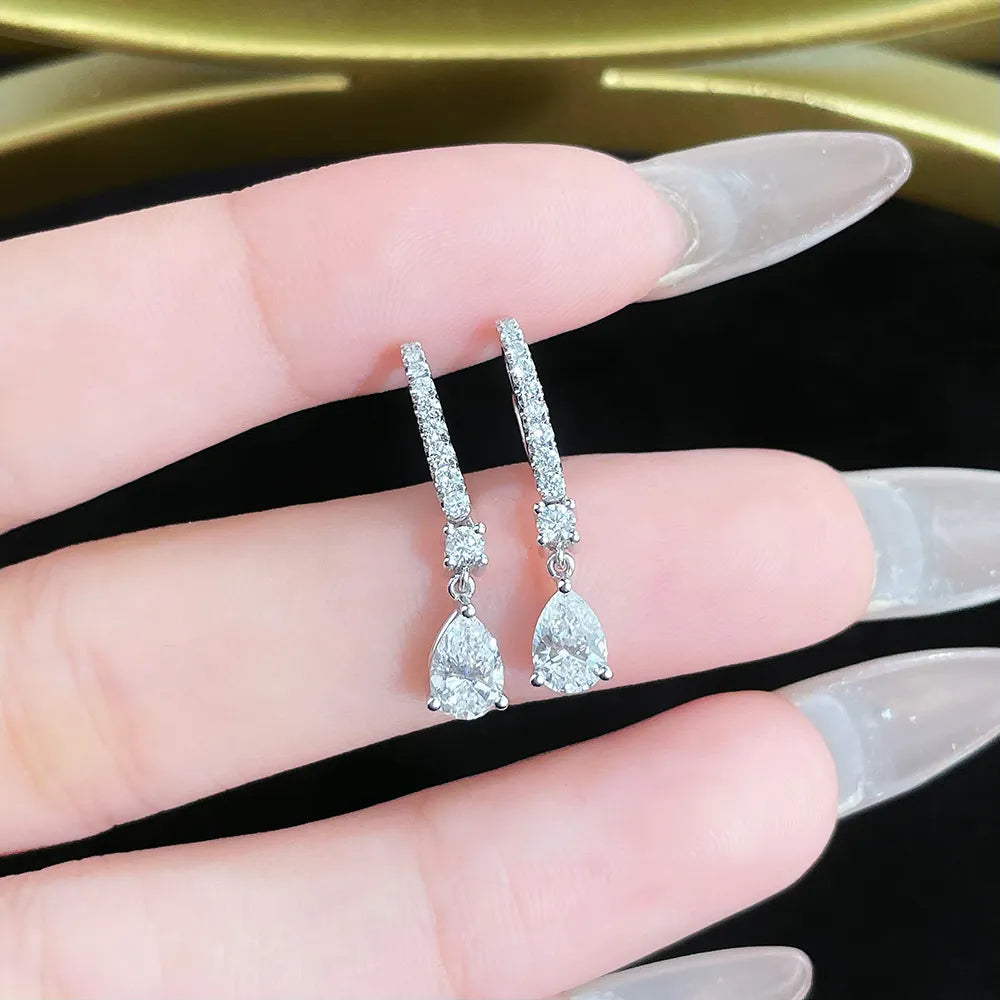 1.02 ctw Pear-Cut Lab-Grown Diamond Drop Earrings in PT950 Platinum