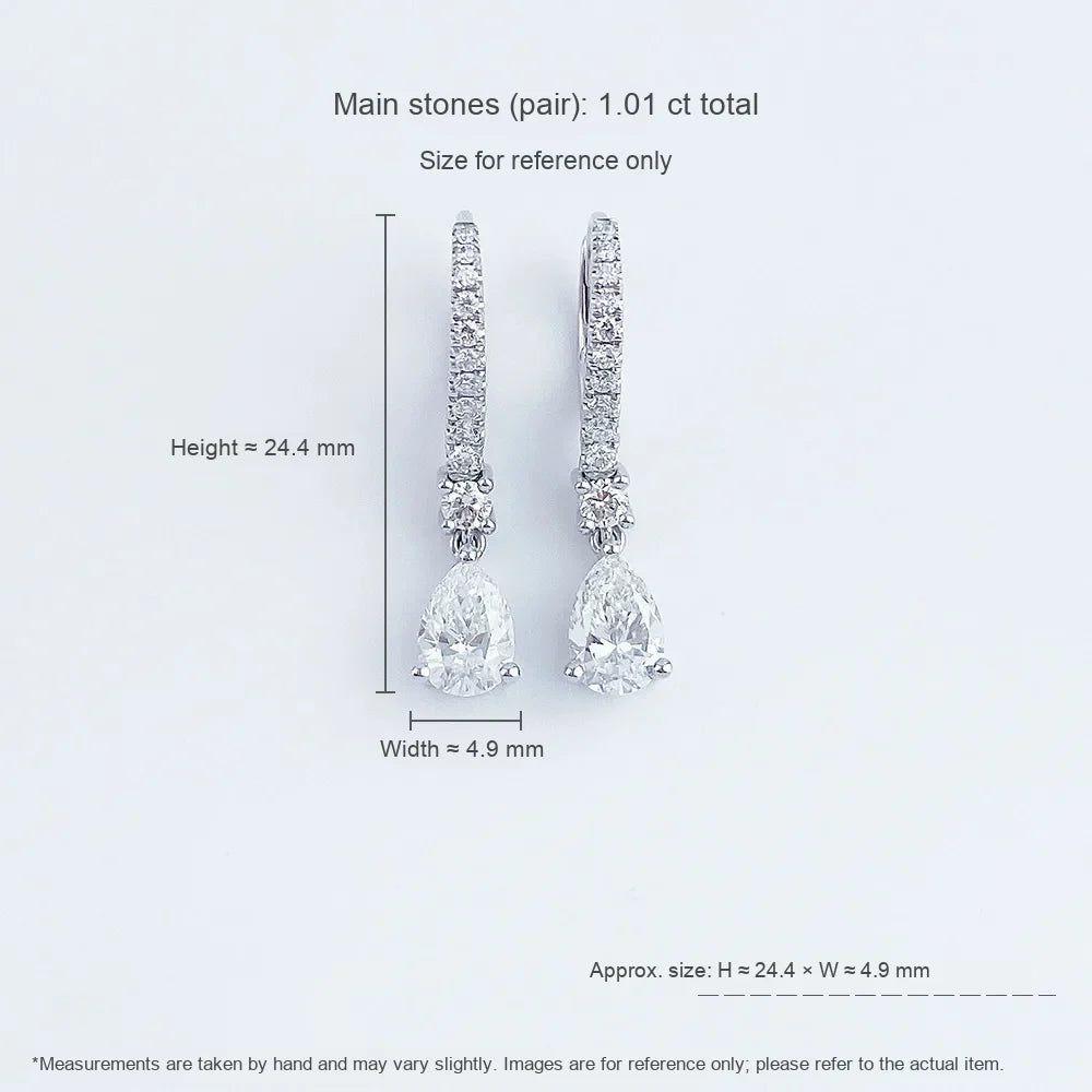 1.02 ctw Pear-Cut Lab-Grown Diamond Drop Earrings in PT950 Platinum