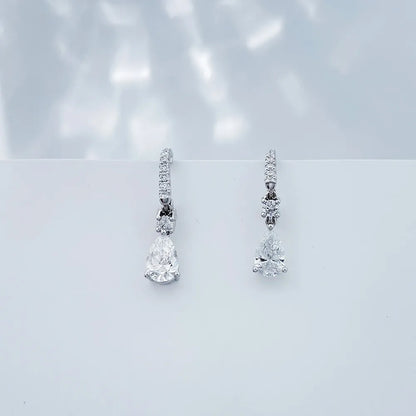 1.02 ctw Minimalist Pear-Cut Lab-Grown Diamond Drop Earrings in 18K White Gold