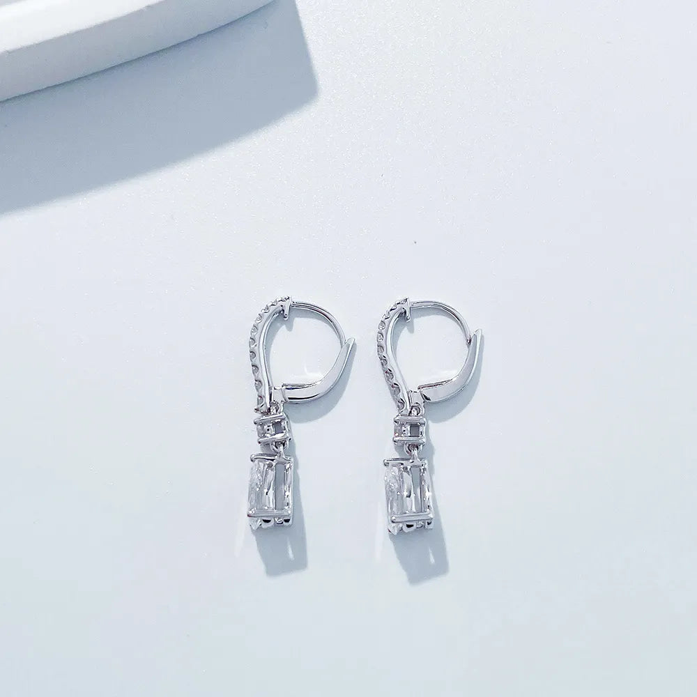 1.02 ctw Minimalist Pear-Cut Lab-Grown Diamond Drop Earrings in 18K White Gold