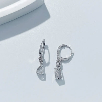 1.02 ctw Minimalist Pear-Cut Lab-Grown Diamond Drop Earrings in 18K White Gold