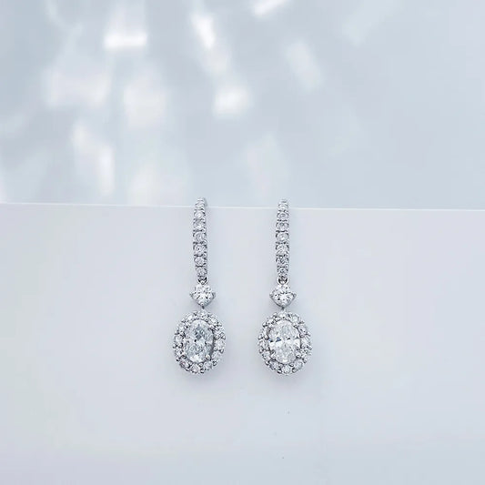 0.7 ctw Round-Cut Lab-Grown Diamond Earrings in 18K White Gold
