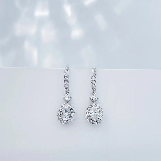 1.35 ctw Round-Cut Lab-Grown Diamond Earrings in 18K White Gold