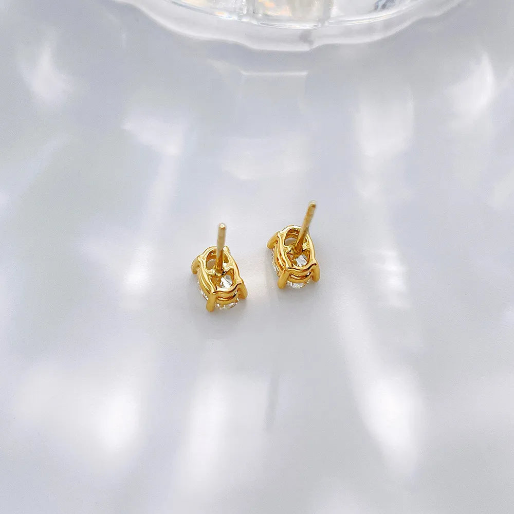 1.03 ctw Minimalist Four-Prong Oval-Cut Lab-Grown Diamond Earrings in 18K Yellow Gold
