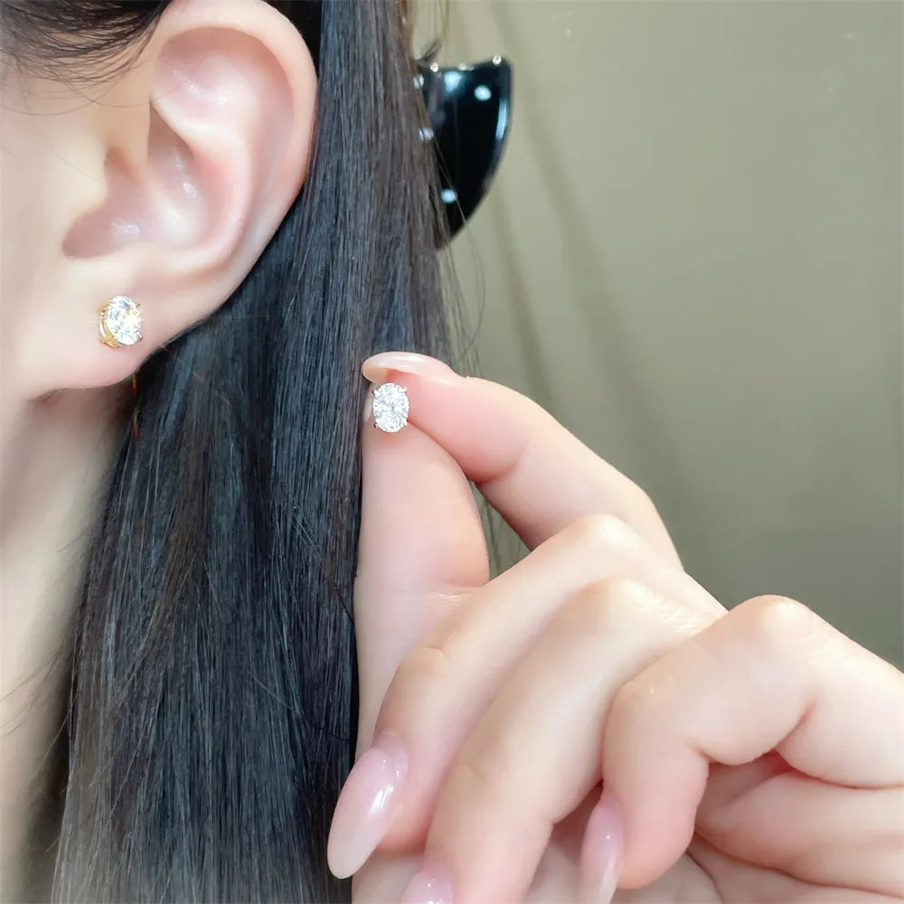 1.03 ctw Minimalist Four-Prong Oval-Cut Lab-Grown Diamond Earrings in 18K Yellow Gold