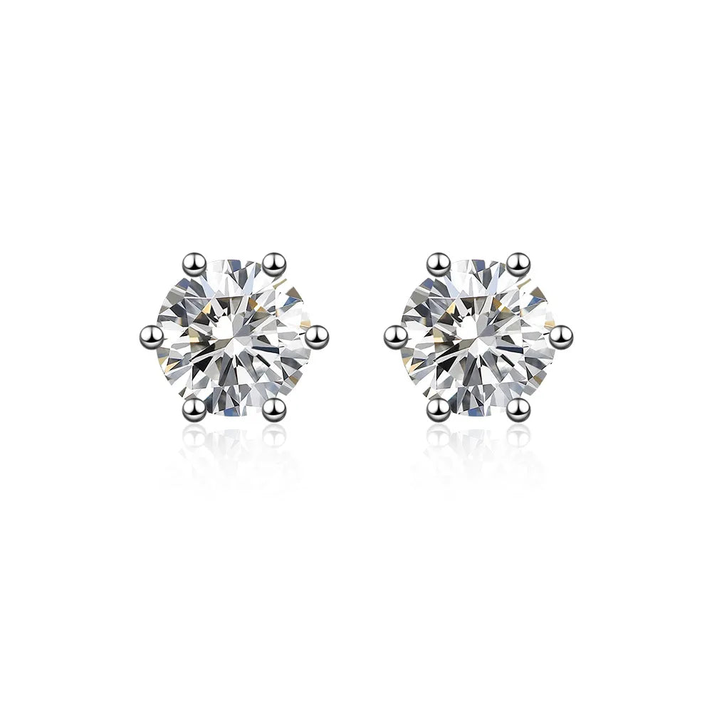1.14 ctw Minimalist Six-Prong Round-Cut Lab-Grown Diamond Stud Earrings in PT950 Platinum