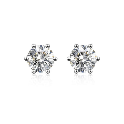 1.14 ctw Minimalist Six-Prong Round-Cut Lab-Grown Diamond Stud Earrings in PT950 Platinum