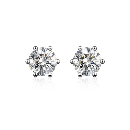 1.14 ctw Minimalist Six-Prong Round-Cut Lab-Grown Diamond Stud Earrings in PT950 Platinum