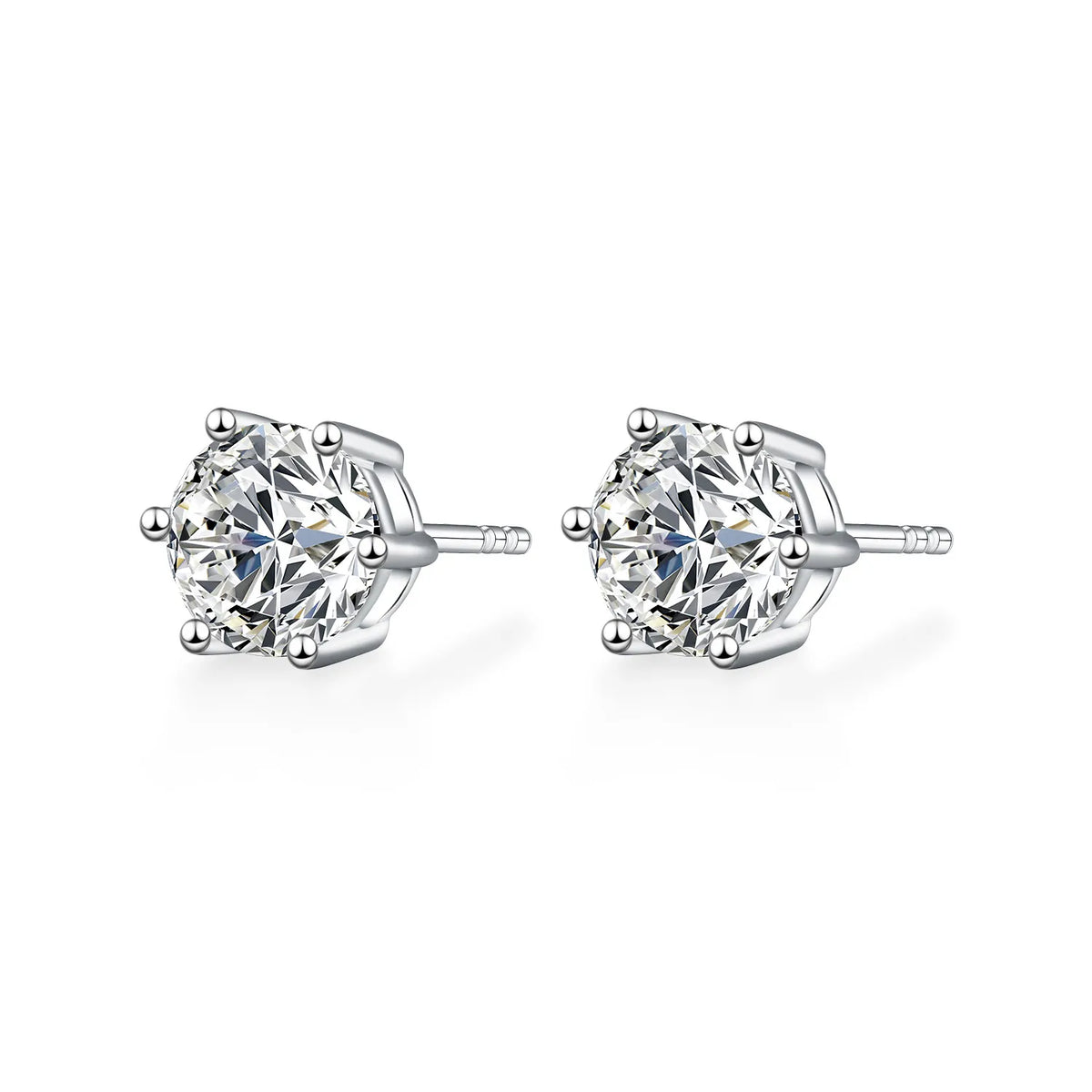 1.14 ctw Minimalist Six-Prong Round-Cut Lab-Grown Diamond Stud Earrings in PT950 Platinum