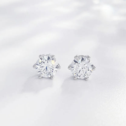 1.14 ctw Minimalist Six-Prong Round-Cut Lab-Grown Diamond Stud Earrings in PT950 Platinum