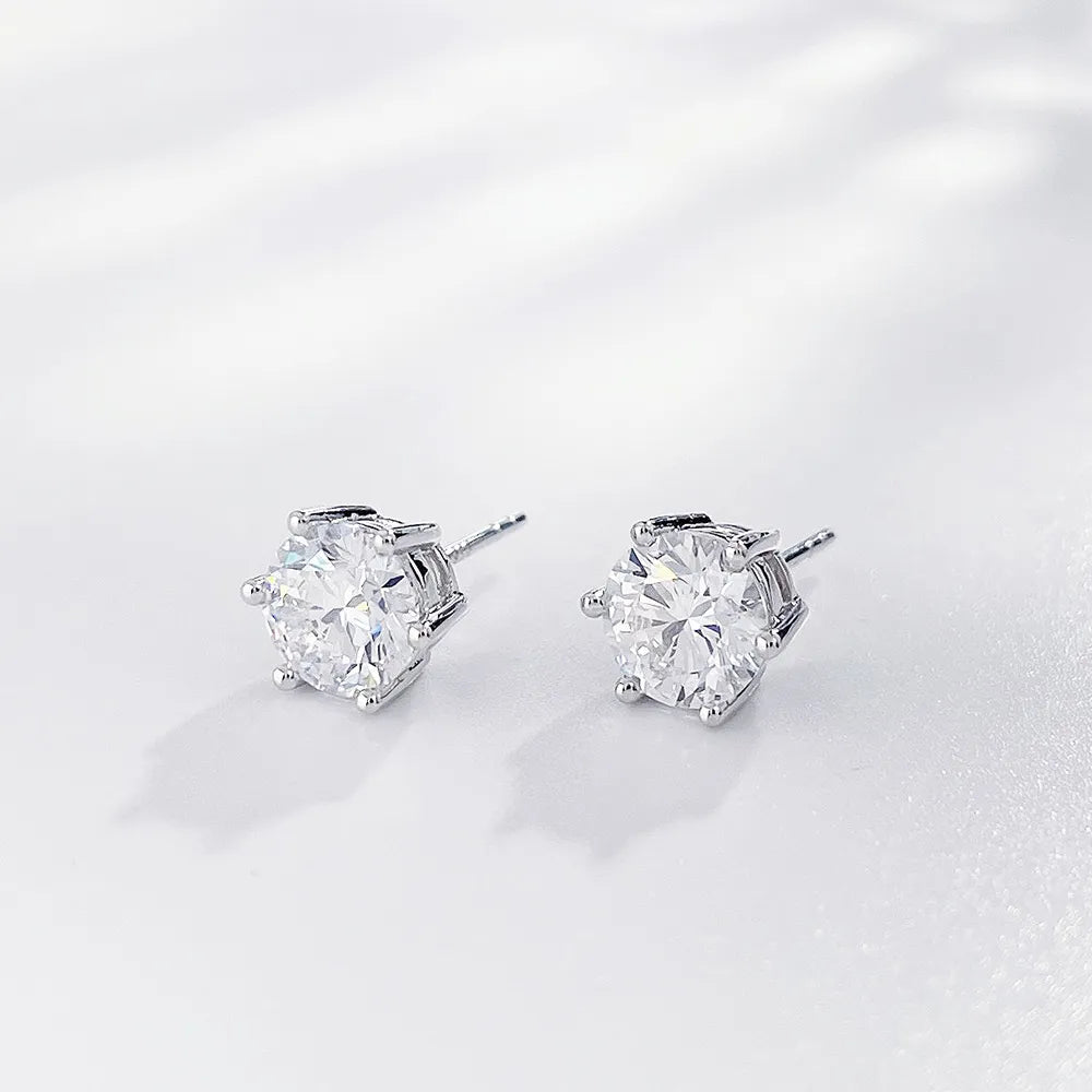 1.14 ctw Minimalist Six-Prong Round-Cut Lab-Grown Diamond Stud Earrings in PT950 Platinum