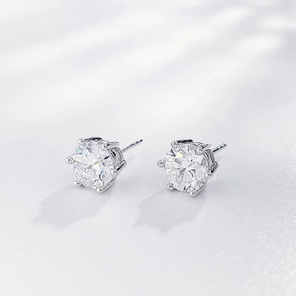 1.14 ctw Minimalist Six-Prong Round-Cut Lab-Grown Diamond Stud Earrings in PT950 Platinum