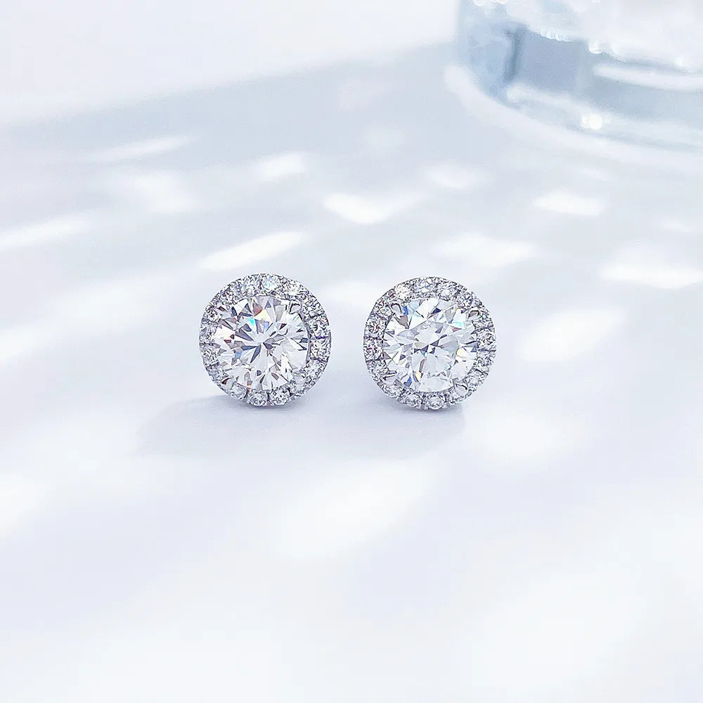 1.07 ctw Vintage Round-Cut Lab-Grown Diamond Stud Earrings in PT950 Platinum