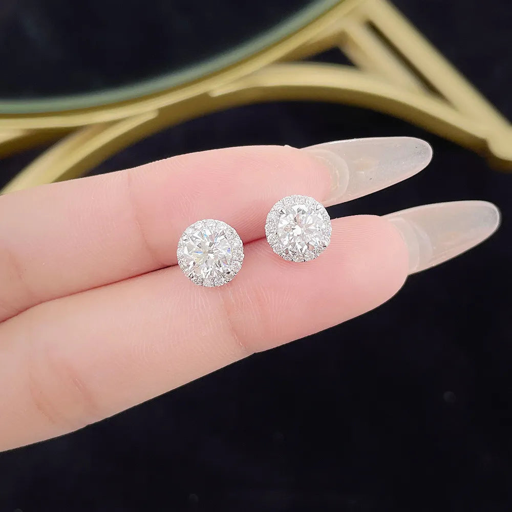 1.07 ctw Vintage Round-Cut Lab-Grown Diamond Stud Earrings in PT950 Platinum