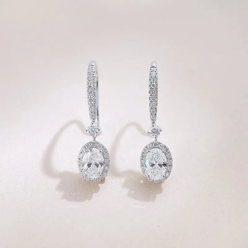 1.1 ctw Oval-Cut Lab-Grown Diamond Earrings in 18K White Gold
