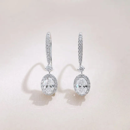 1.1 ctw Oval-Cut Lab-Grown Diamond Earrings in 18K White Gold