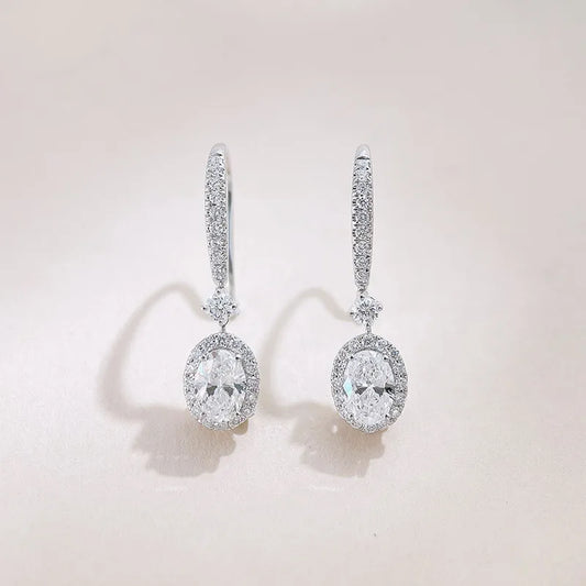 1.1 ctw Oval-Cut Lab-Grown Diamond Earrings in 18K White Gold
