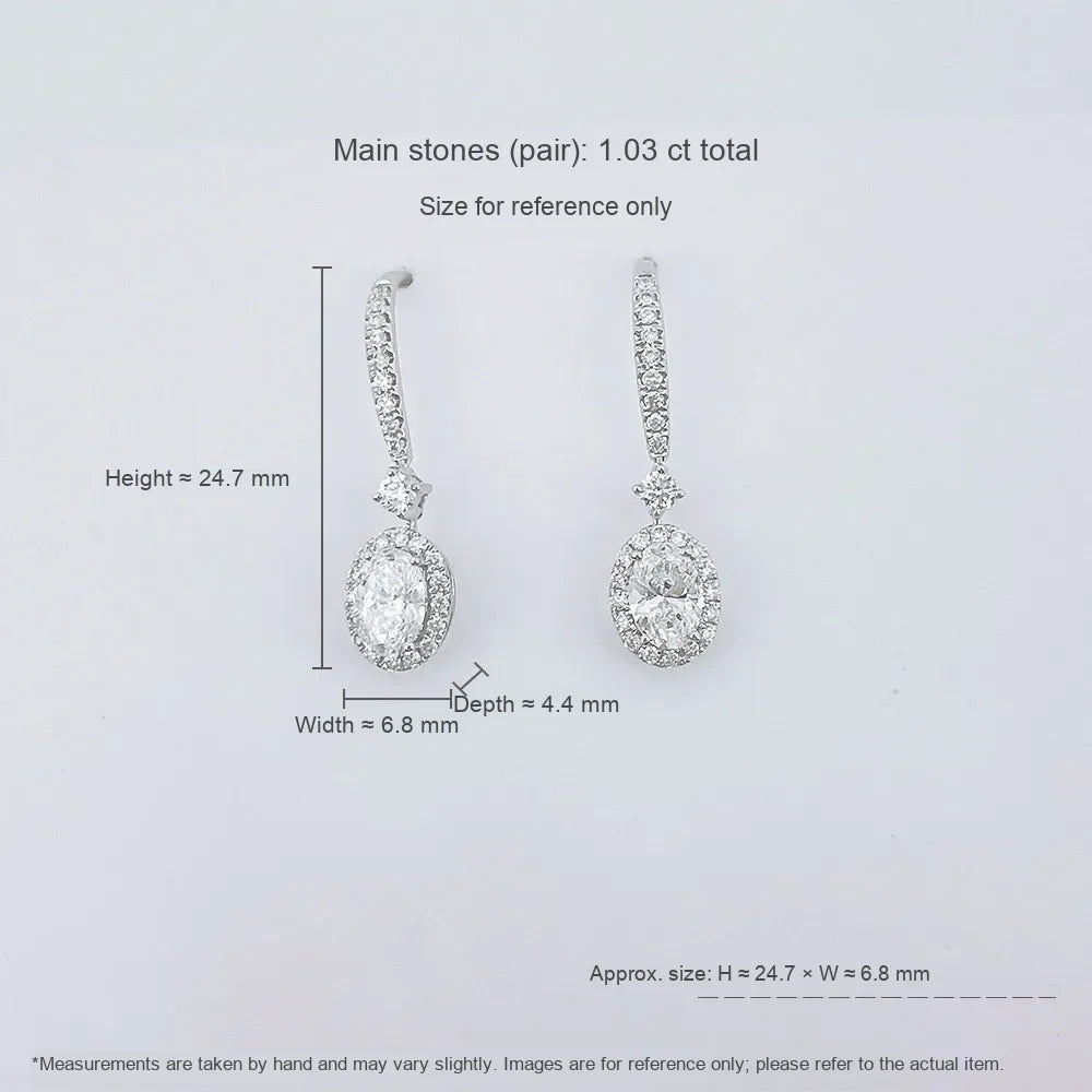 1.1 ctw Oval-Cut Lab-Grown Diamond Earrings in 18K White Gold