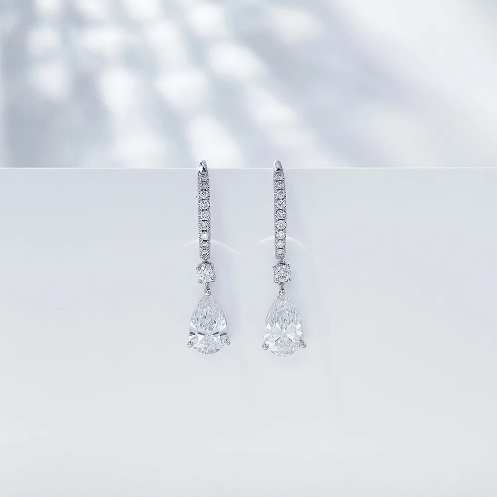 Minimalist Pear-Cut Lab-Grown Diamond Drop Earrings in PT950 Platinum