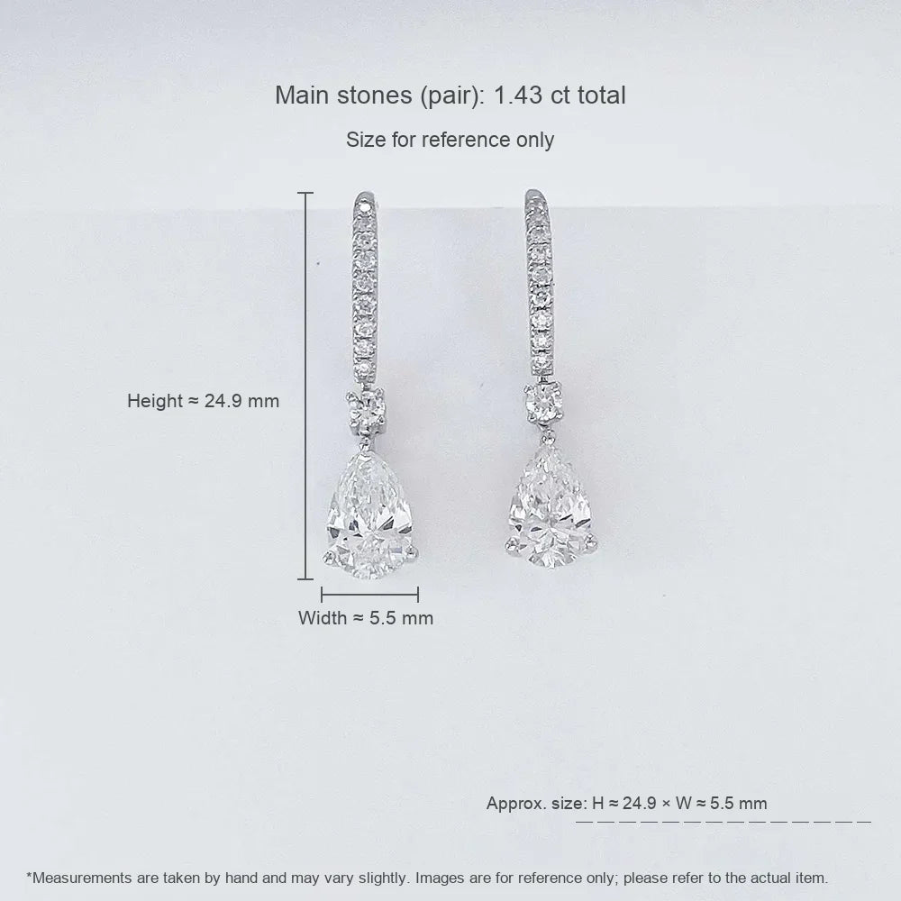 Minimalist Pear-Cut Lab-Grown Diamond Drop Earrings in PT950 Platinum
