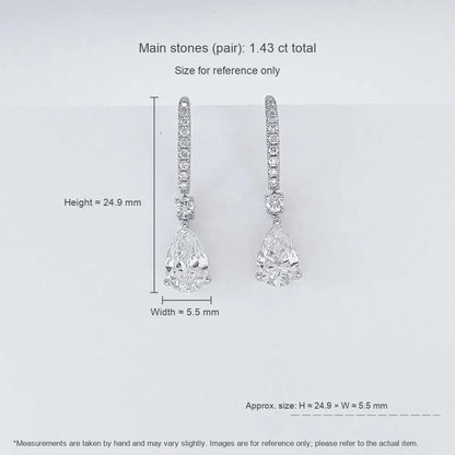 Minimalist Pear-Cut Lab-Grown Diamond Drop Earrings in PT950 Platinum